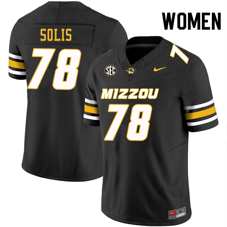 Women #78 Brandon Solis Missouri Tigers College Football Jerseys Stitched-Black